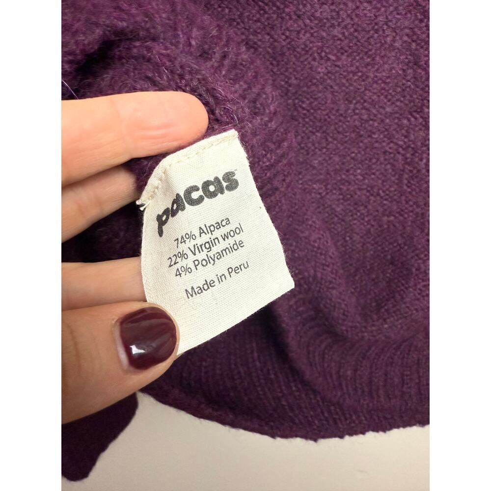 Pacas V-Neck Sweater in Eggplant Melange NWT Sz. L - Picture 4 of 6